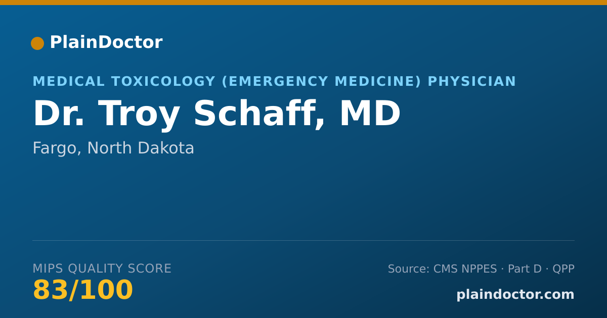 Shareable card for Troy Schaff, MD - Medical Toxicology (Emergency Medicine) Physician, Fargo, ND