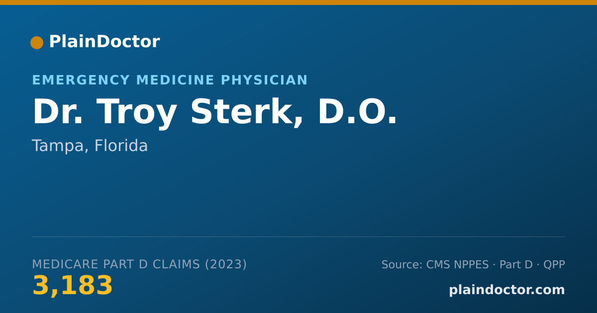 Shareable card for Troy Sterk, D.O. - Emergency Medicine Physician, Tampa, FL