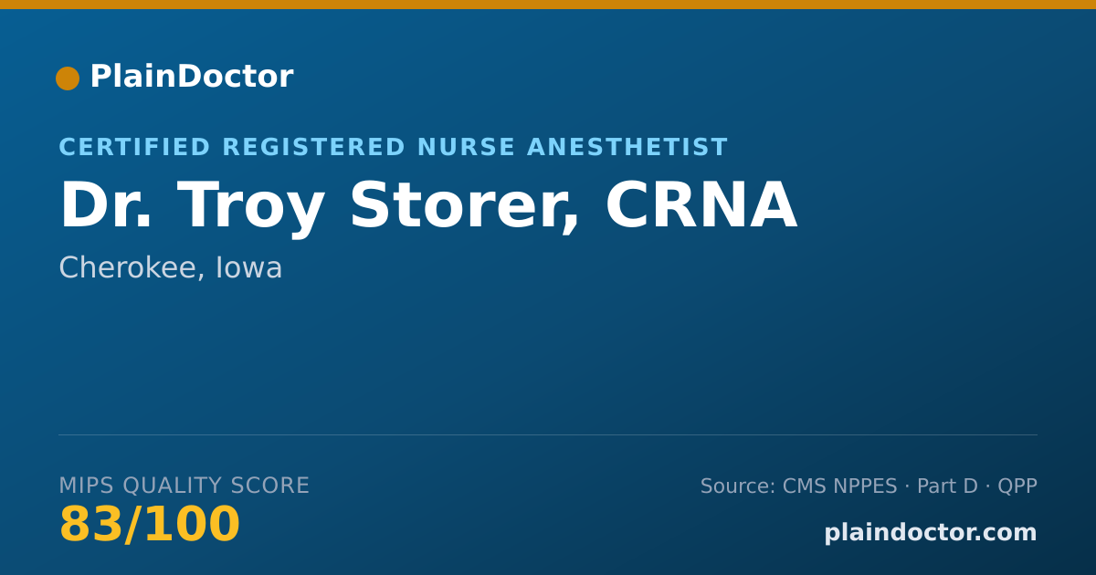 Shareable card for Troy Storer, CRNA - Certified Registered Nurse Anesthetist, Cherokee, IA