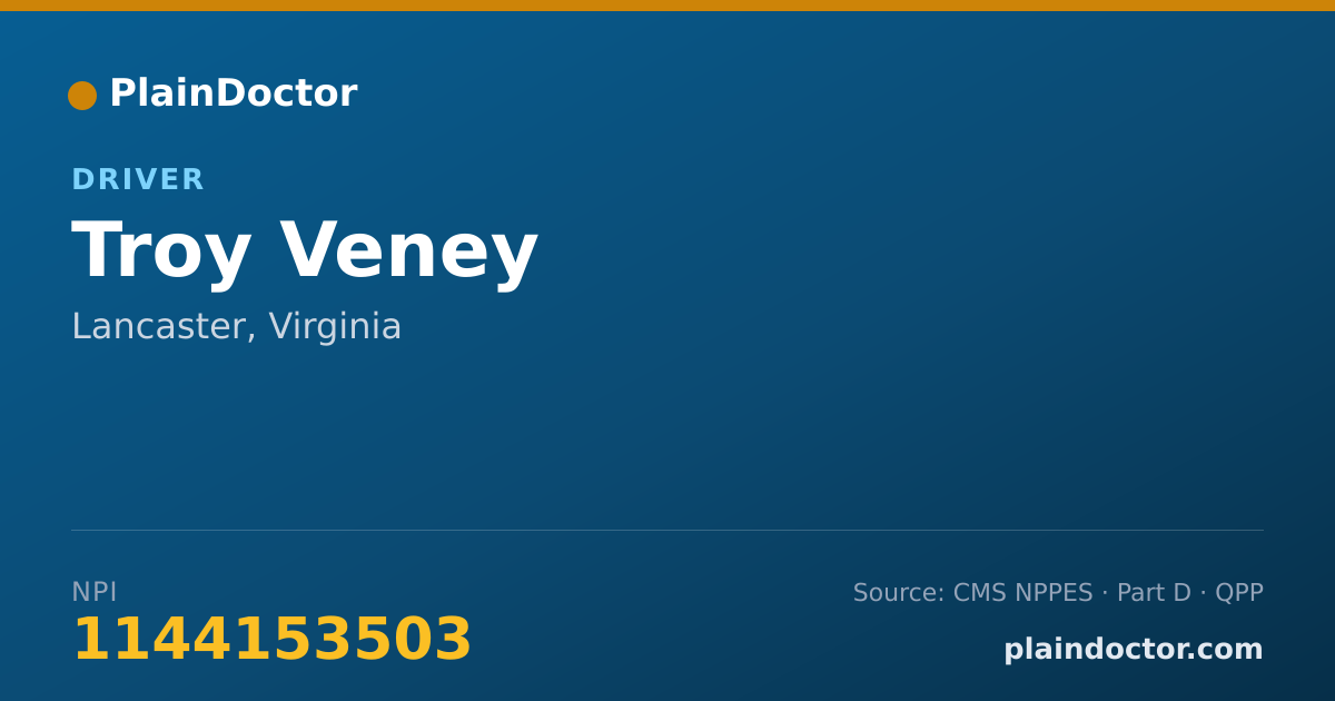 Shareable card for Troy Veney - Driver, Lancaster, VA