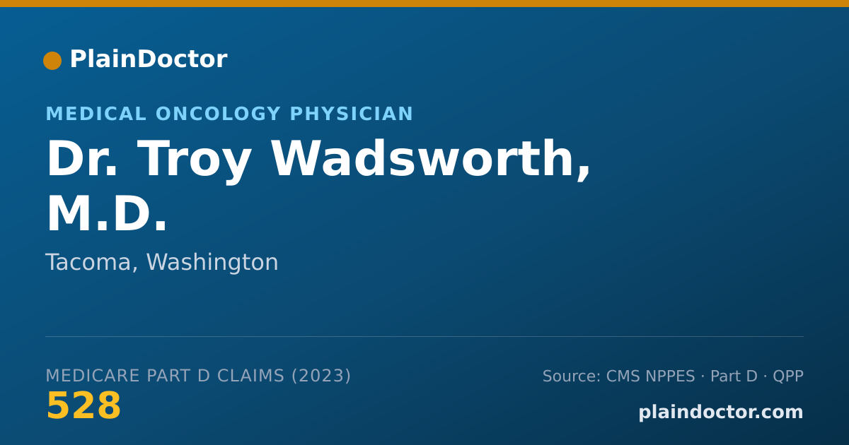 Shareable card for Troy Wadsworth, M.D. - Medical Oncology Physician, Tacoma, WA