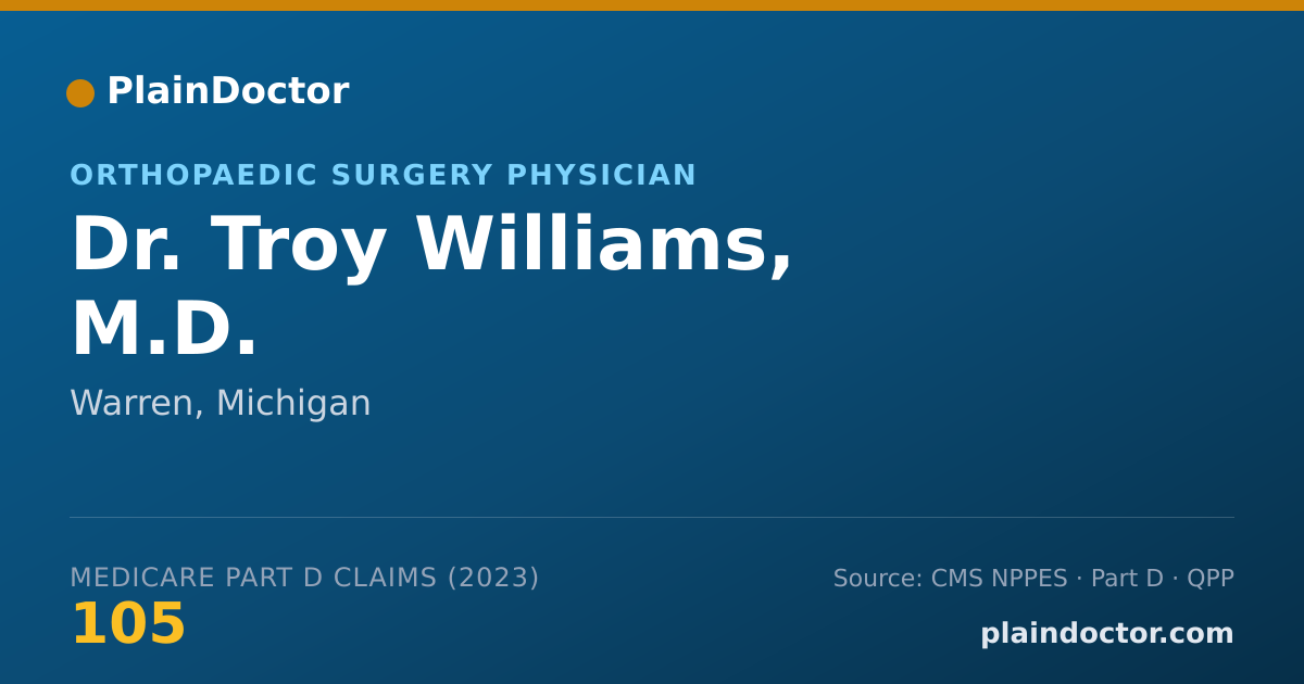 Shareable card for Troy Williams, M.D. - Orthopaedic Surgery Physician, Warren, MI
