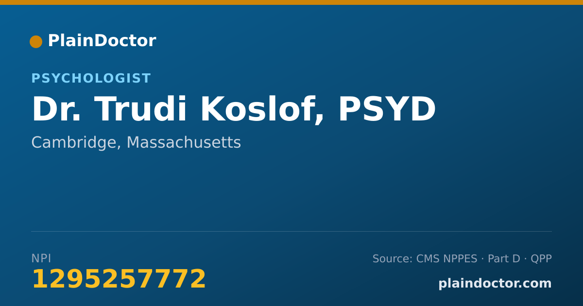 Shareable card for Trudi Koslof, PSYD - Psychologist, Cambridge, MA