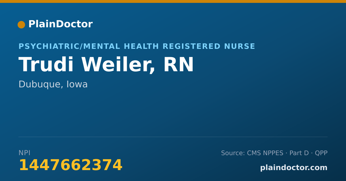 Shareable card for Trudi Weiler, RN - Psychiatric/Mental Health Registered Nurse, Dubuque, IA