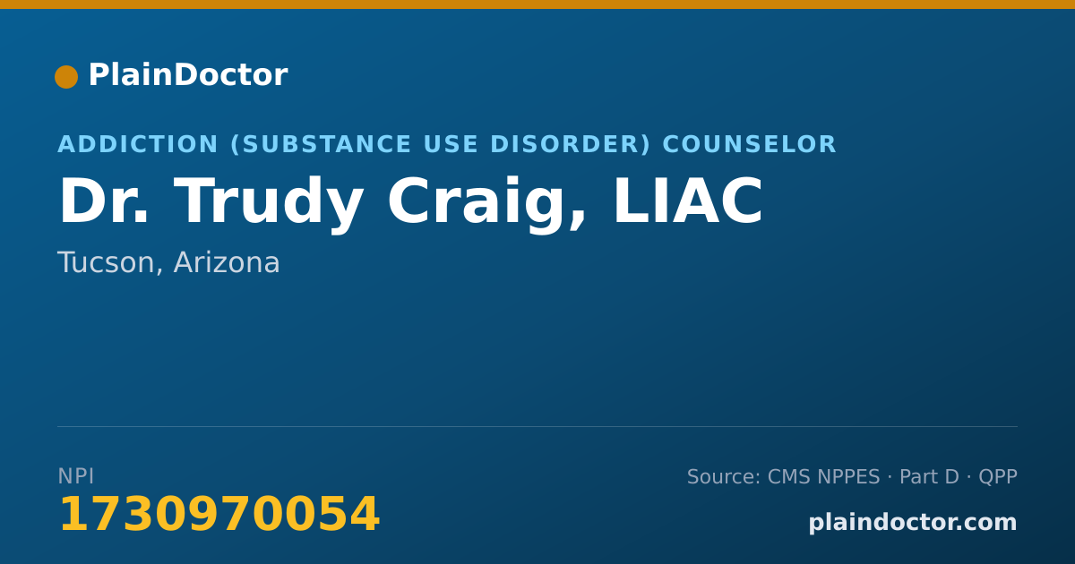 Shareable card for Trudy Craig, LIAC - Addiction (Substance Use Disorder) Counselor, Tucson, AZ