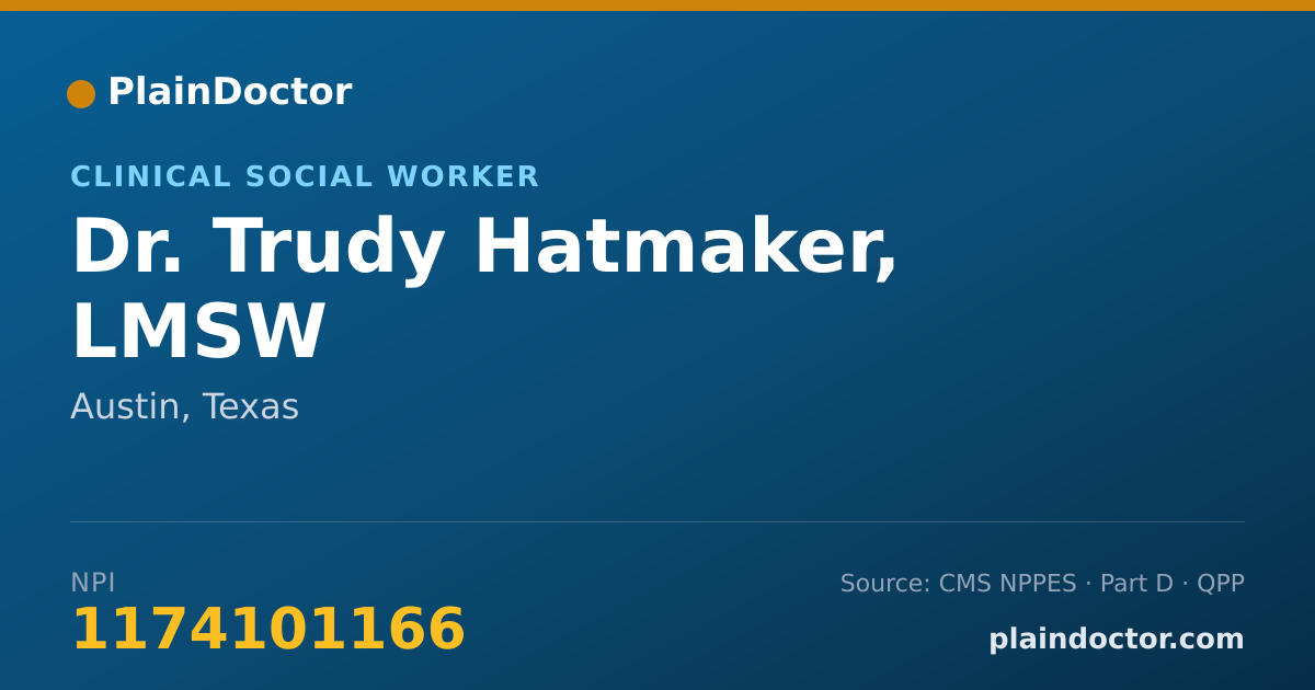 Shareable card for Trudy Hatmaker, LMSW - Clinical Social Worker, Austin, TX
