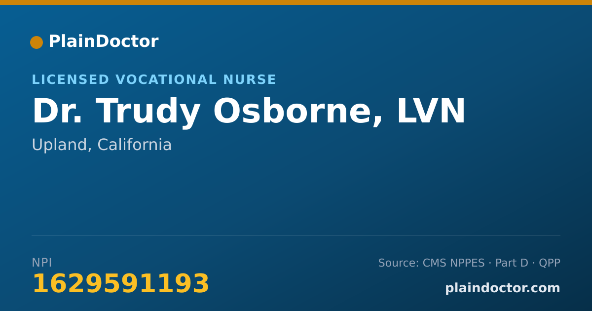 Shareable card for Trudy Osborne, LVN - Licensed Vocational Nurse, Upland, CA
