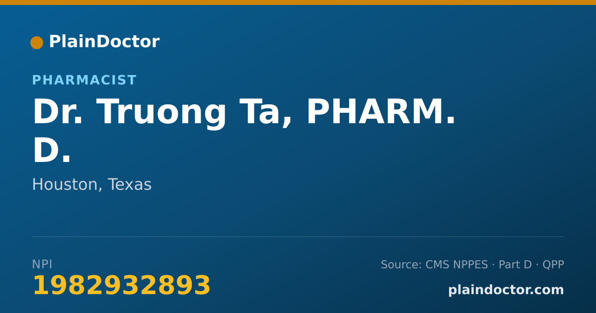 Shareable card for Truong Ta, PHARM. D. - Pharmacist, Houston, TX