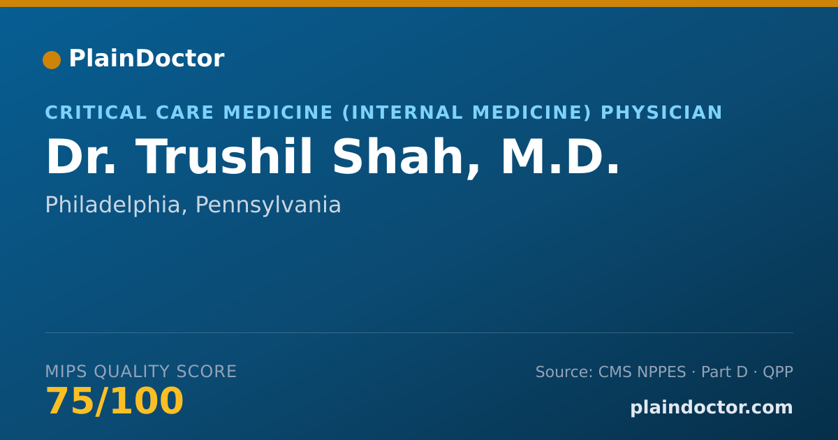Shareable card for Trushil Shah, M.D. - Pulmonary Disease Physician, Philadelphia, PA