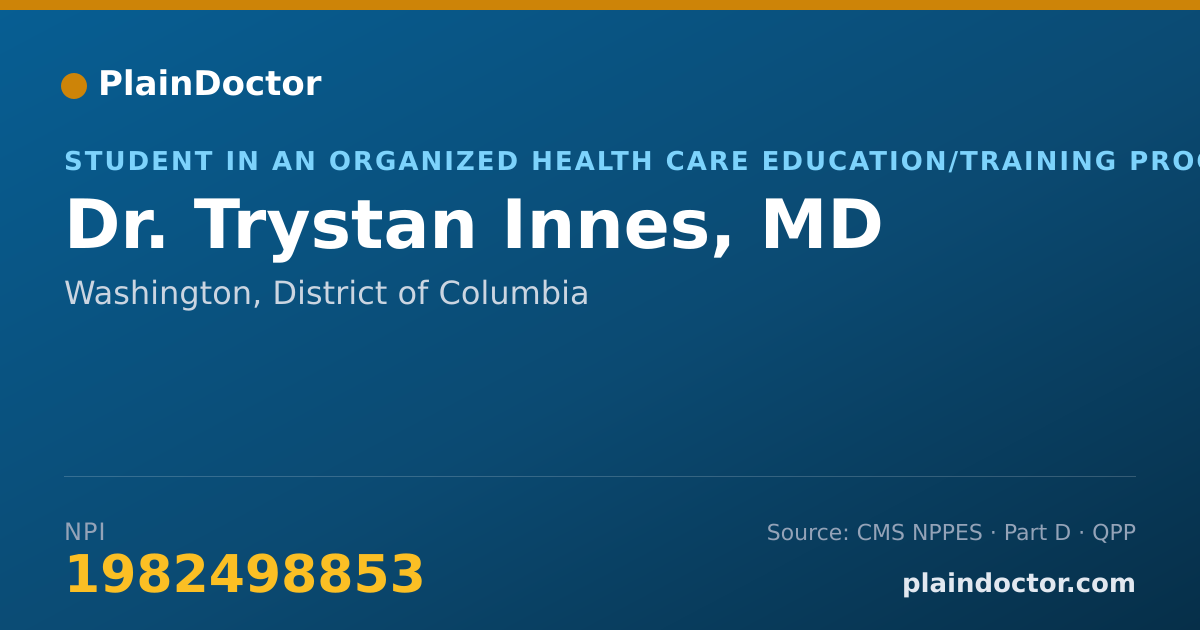 Shareable card for Trystan Innes, MD - Student in an Organized Health Care Education/Training Program, Washington, DC