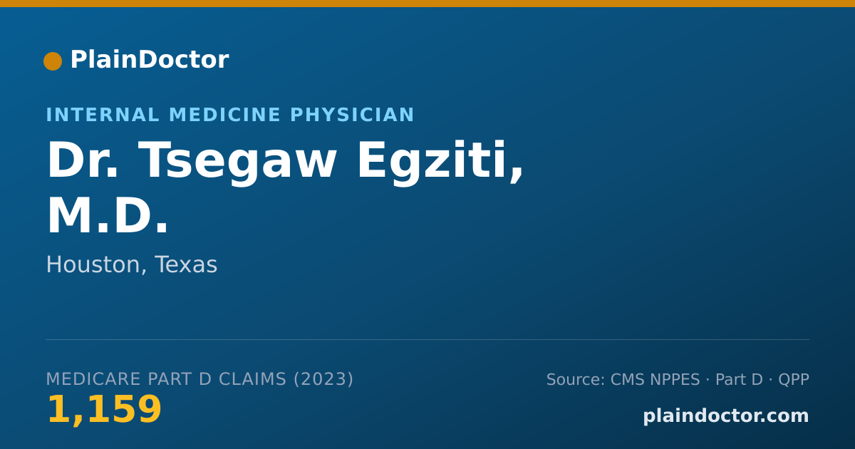 Shareable card for Tsegaw Egziti, M.D. - Internal Medicine Physician, Houston, TX
