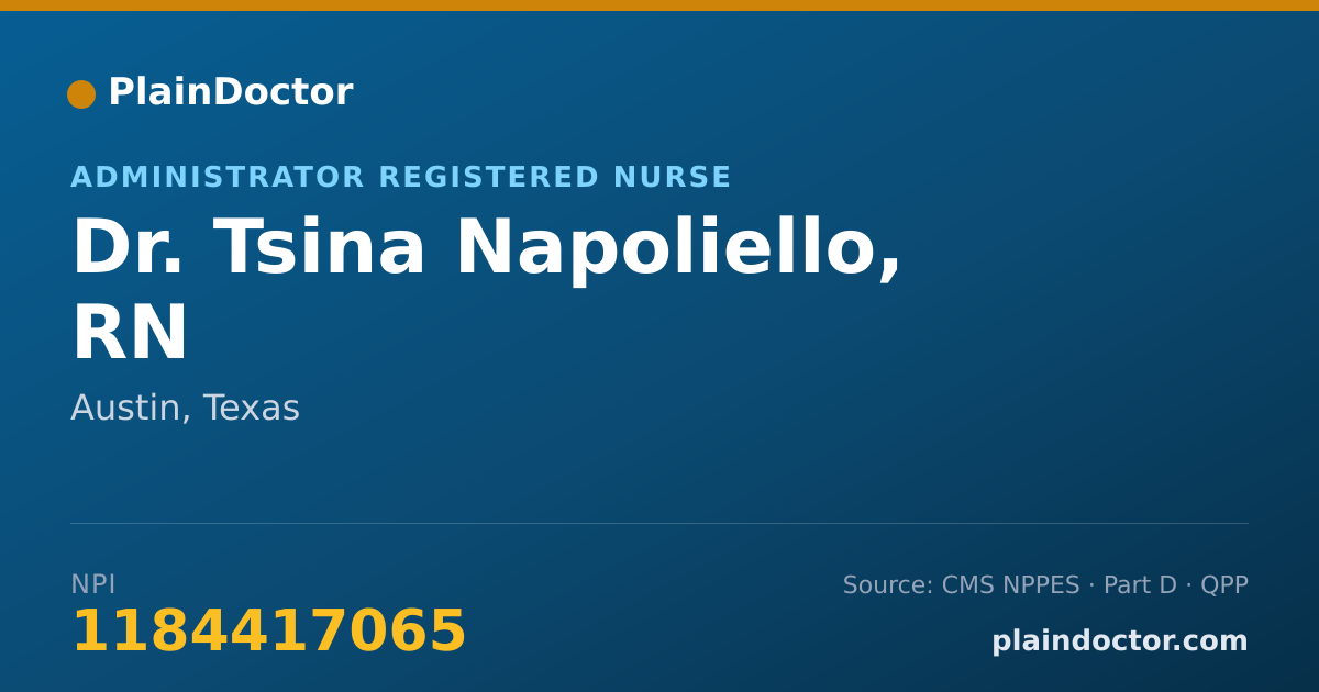 Shareable card for Tsina Napoliello, RN - Administrator Registered Nurse, Austin, TX