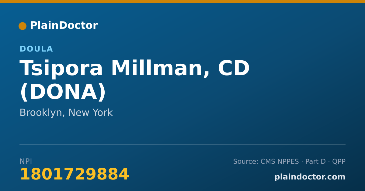 Shareable card for Tsipora Millman, CD (DONA) - Doula, Brooklyn, NY