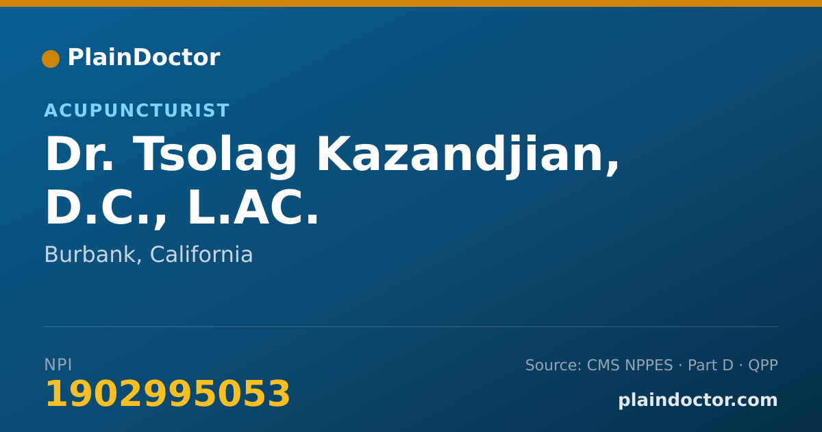 Shareable card for Tsolag Kazandjian, D.C., L.AC. - Acupuncturist, Burbank, CA