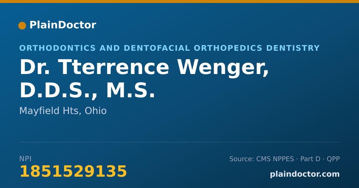 Shareable card for Tterrence Wenger, D.D.S., M.S. - Orthodontics and Dentofacial Orthopedics Dentistry, Mayfield Hts, OH