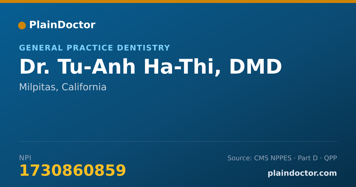 Shareable card for Tu-Anh Ha-Thi, DMD - General Practice Dentistry, Milpitas, CA