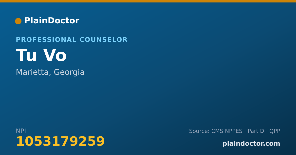 Shareable card for Tu Vo - Professional Counselor, Marietta, GA