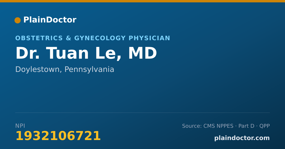 Shareable card for Tuan Le, MD - Obstetrics & Gynecology Physician, Doylestown, PA