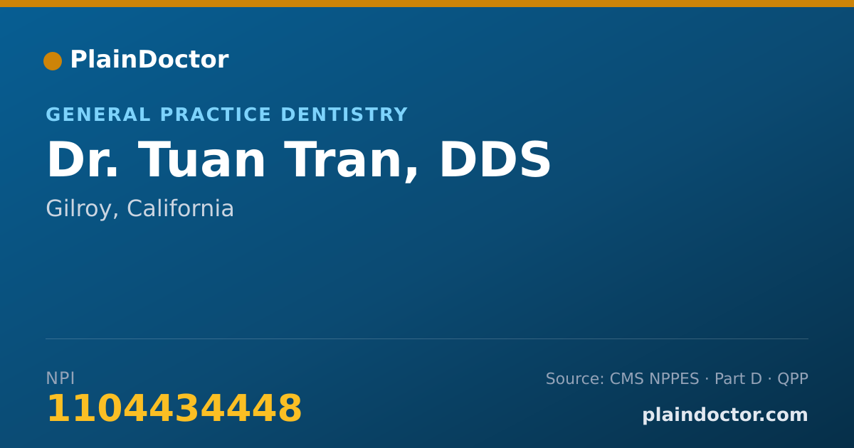 Shareable card for Tuan Tran, DDS - Dentist, Gilroy, CA