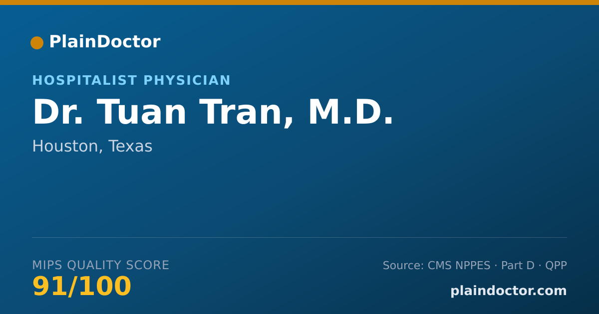 Shareable card for Tuan Tran, M.D. - Internal Medicine Physician, Houston, TX