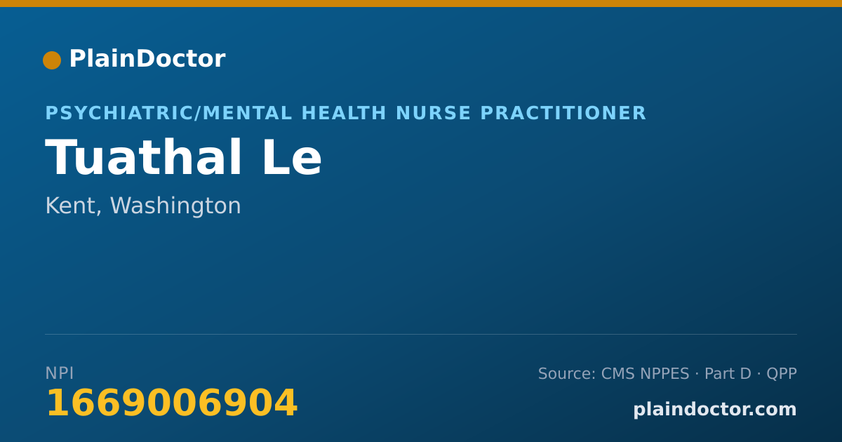 Shareable card for Tuathal Le - Psychiatric/Mental Health Nurse Practitioner, Kent, WA