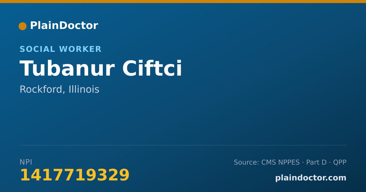 Shareable card for Tubanur Ciftci - Social Worker, Rockford, IL