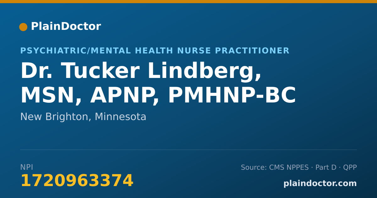 Shareable card for Tucker Lindberg, MSN, APNP, PMHNP-BC - Psychiatric/Mental Health Nurse Practitioner, New Brighton, MN