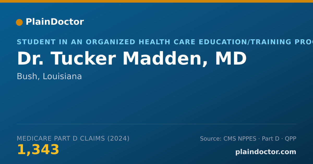 Shareable card for Tucker Madden, MD - Student in an Organized Health Care Education/Training Program, Bush, LA