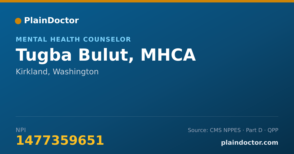 Shareable card for Tugba Bulut, MHCA - Mental Health Counselor, Kirkland, WA