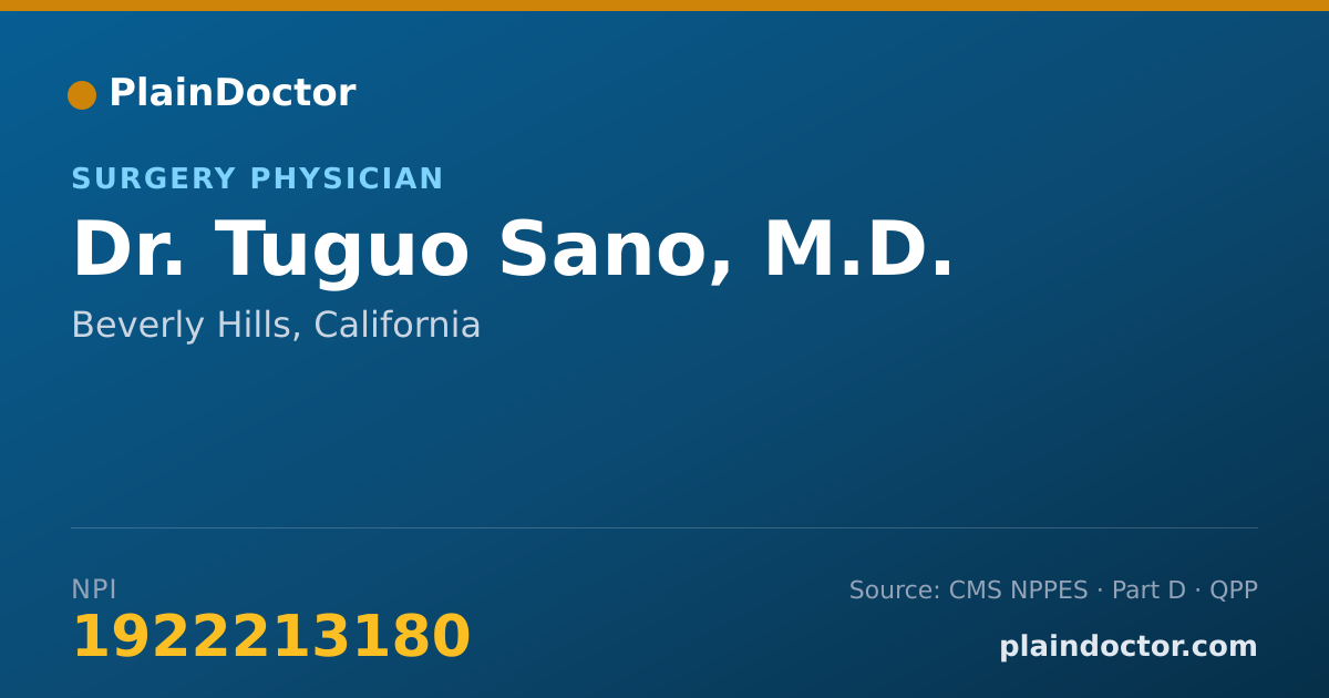 Shareable card for Tuguo Sano, M.D. - Surgery Physician, Beverly Hills, CA
