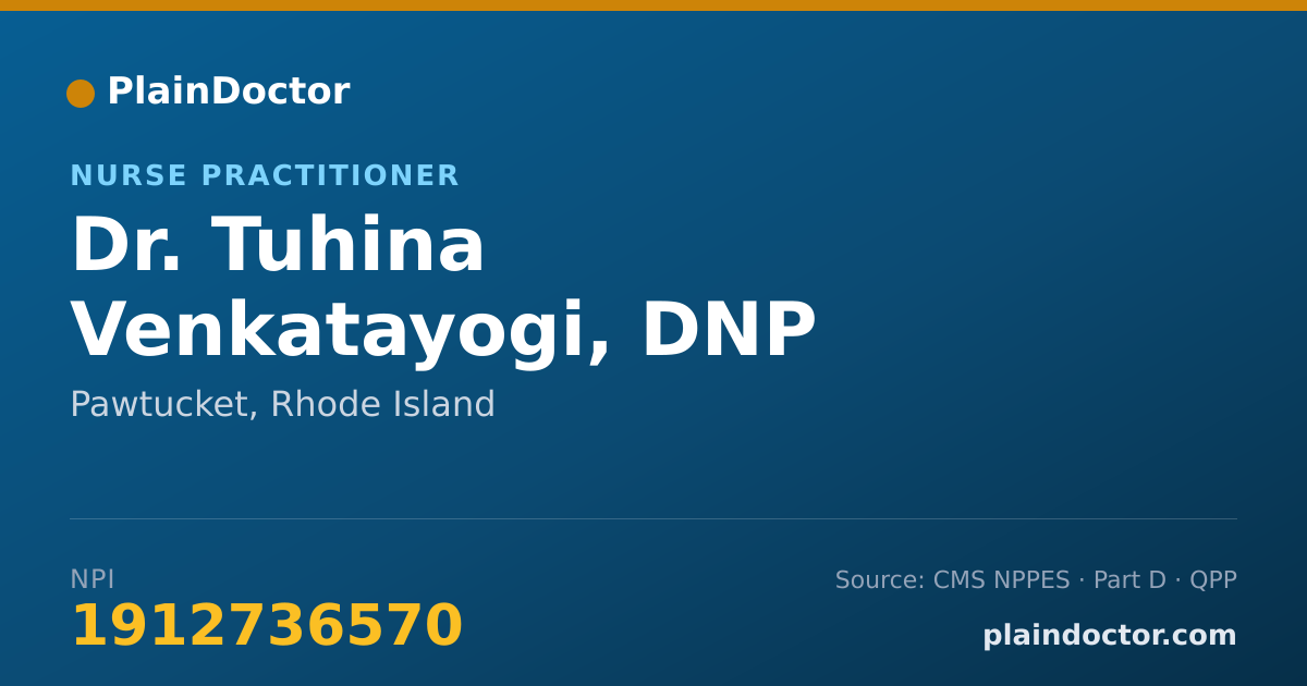 Shareable card for Tuhina Venkatayogi, DNP - Nurse Practitioner, Pawtucket, RI