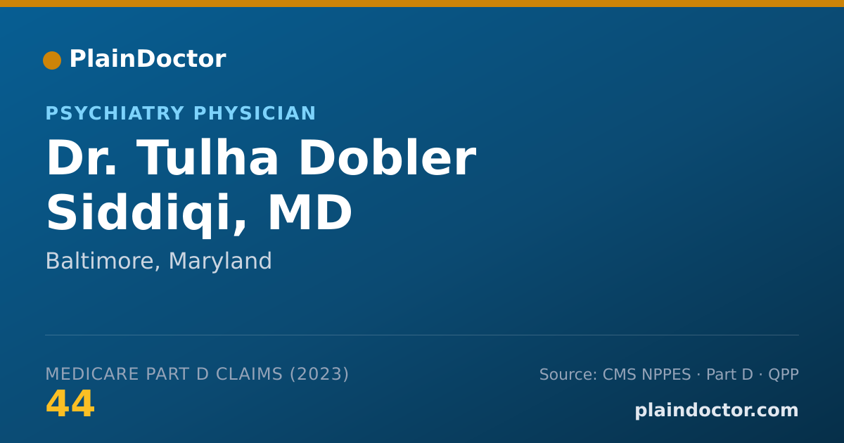 Shareable card for Tulha Dobler Siddiqi, MD - Psychiatry Physician, Baltimore, MD