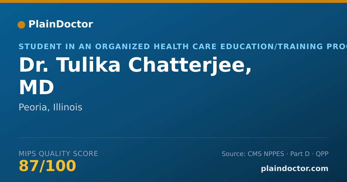Shareable card for Tulika Chatterjee, MD - Student in an Organized Health Care Education/Training Program, Peoria, IL