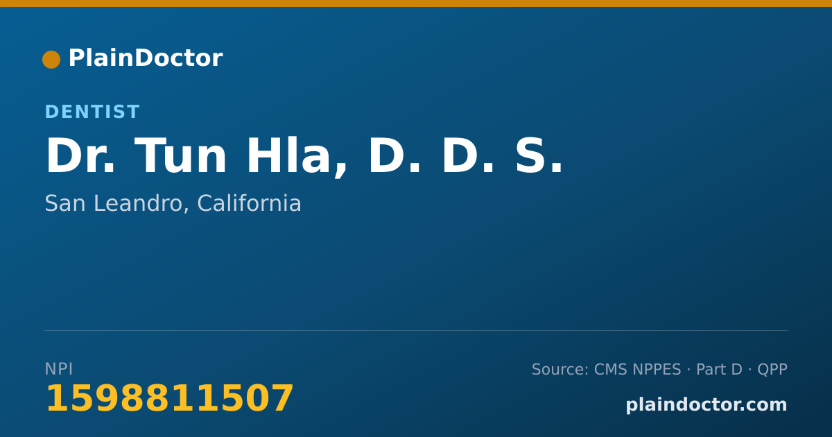 Shareable card for Tun Hla, D. D. S. - Dentist, San Leandro, CA