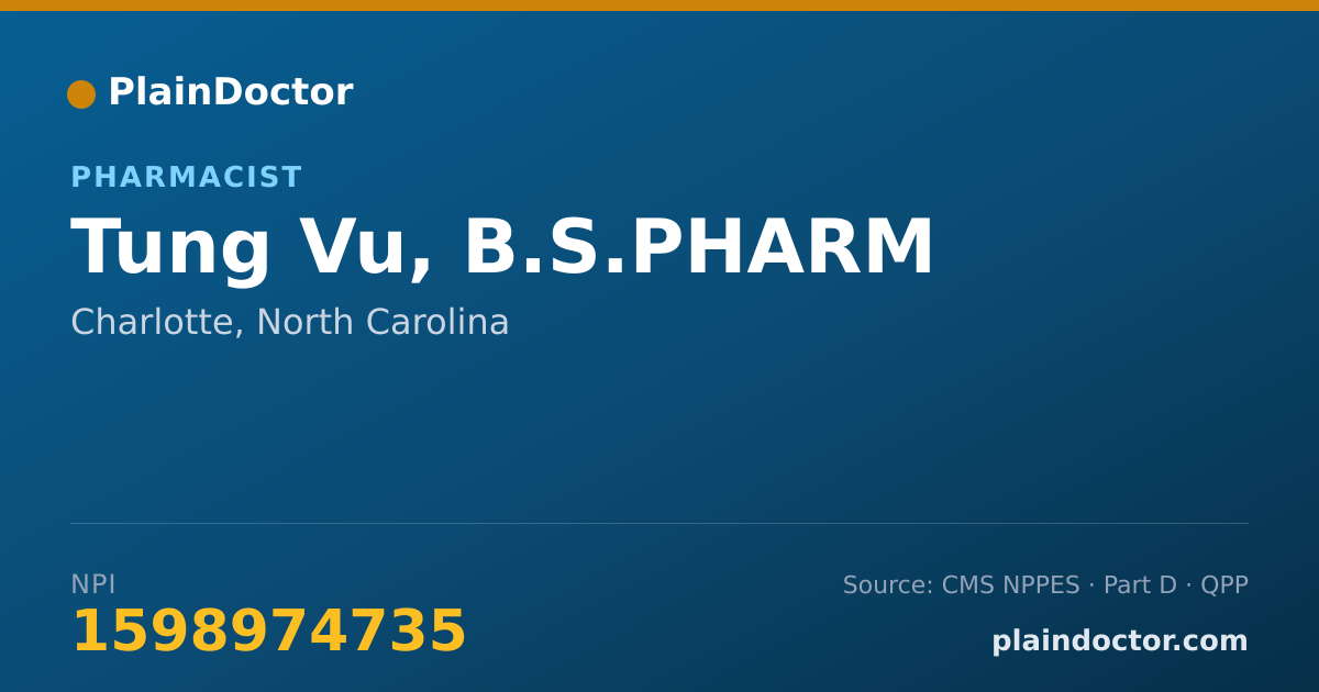 Shareable card for Tung Vu, B.S.PHARM - Pharmacist, Charlotte, NC