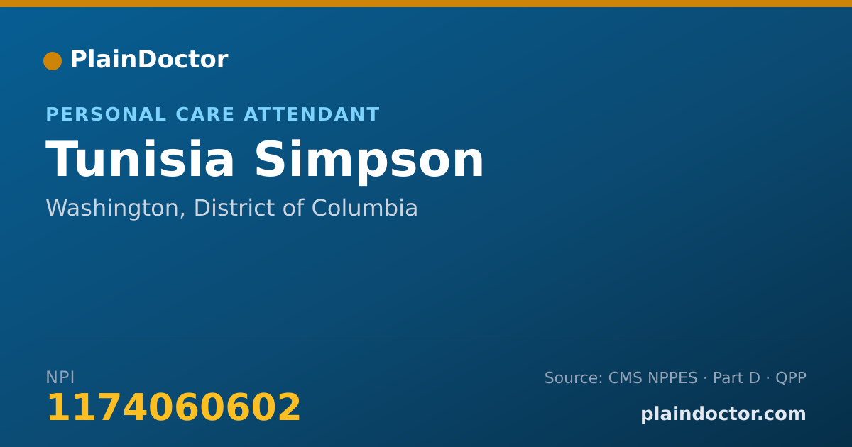 Shareable card for Tunisia Simpson - Personal Care Attendant, Washington, DC