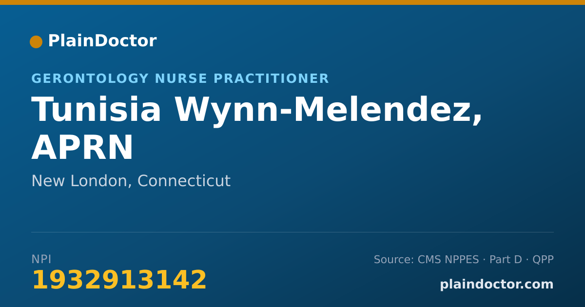 Shareable card for Tunisia Wynn-Melendez, APRN - Gerontology Nurse Practitioner, New London, CT
