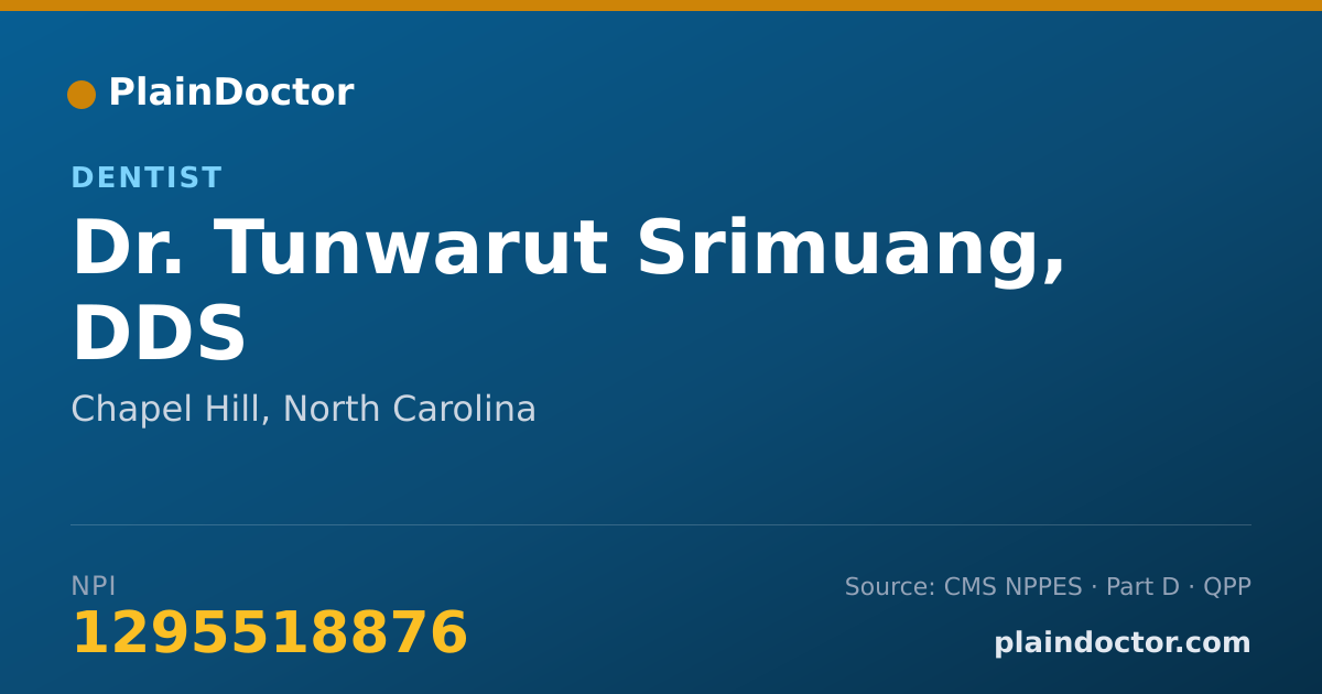 Shareable card for Tunwarut Srimuang, DDS - Dentist, Chapel Hill, NC