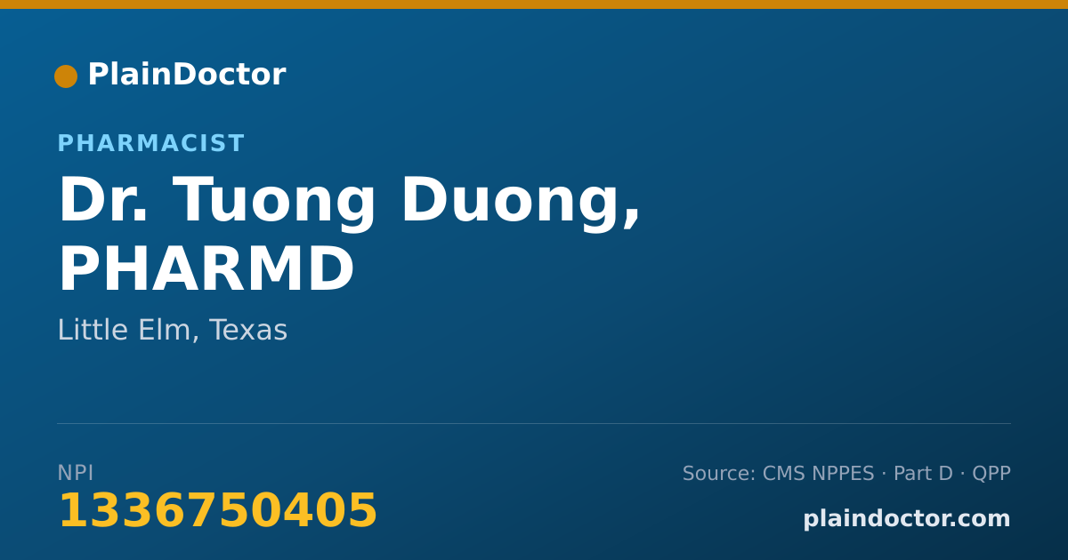 Shareable card for Tuong Duong, PHARMD - Pharmacist, Little Elm, TX