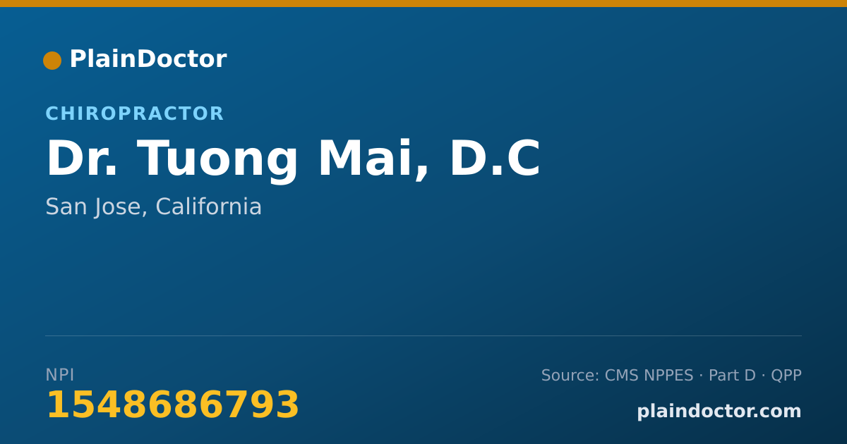 Shareable card for Tuong Mai, D.C - Chiropractor, San Jose, CA
