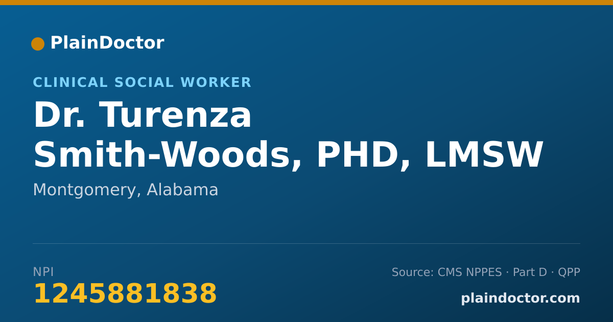 Shareable card for Turenza Smith-Woods, PHD, LMSW - Clinical Social Worker, Montgomery, AL
