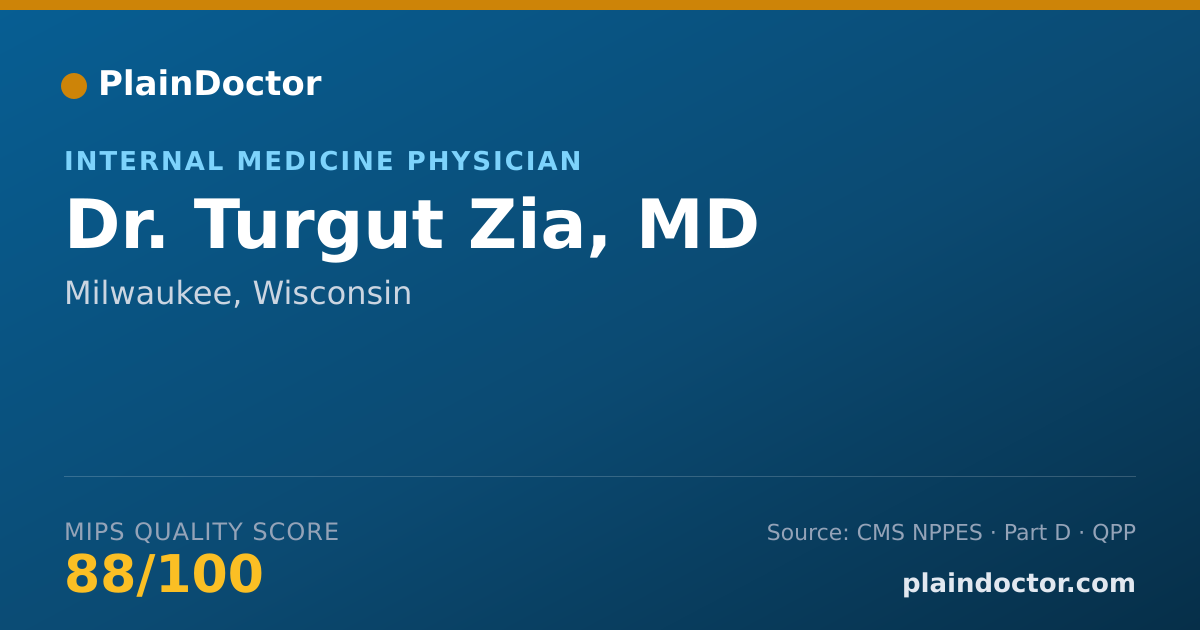 Shareable card for Turgut Zia, MD - Internal Medicine Physician, Milwaukee, WI