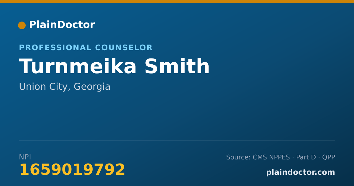 Shareable card for Turnmeika Smith - Professional Counselor, Union City, GA