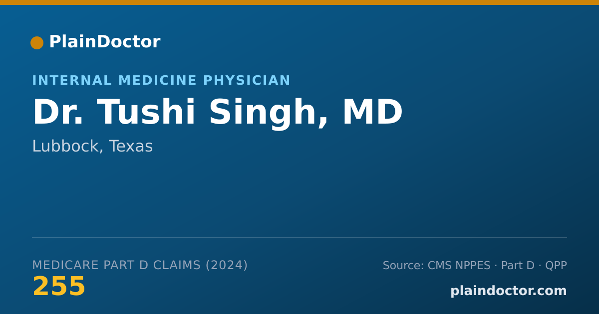 Shareable card for Tushi Singh, MD - Internal Medicine Physician, Lubbock, TX