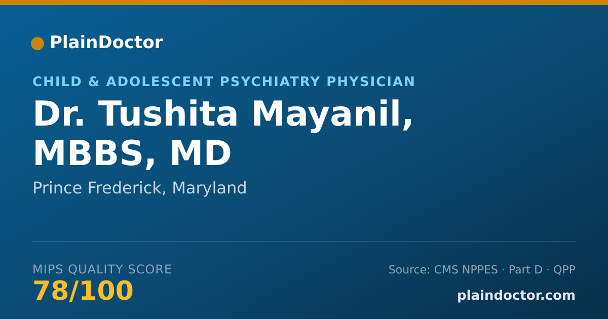 Shareable card for Tushita Mayanil, MBBS, MD - Child & Adolescent Psychiatry Physician, Prince Frederick, MD