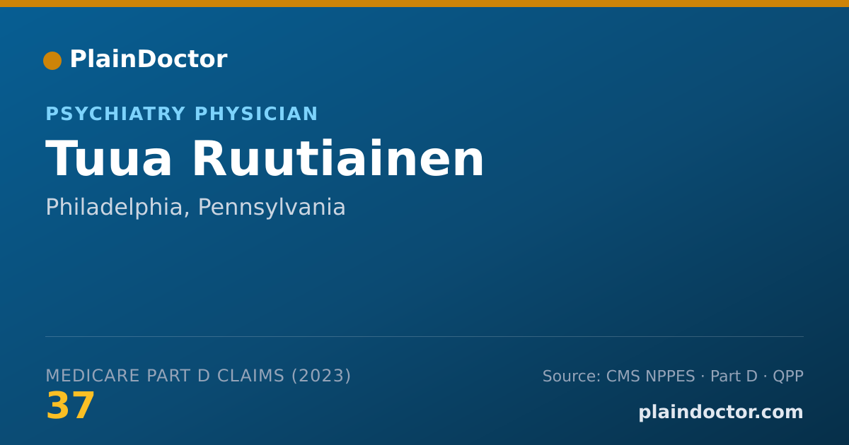 Shareable card for Tuua Ruutiainen - Psychiatry Physician, Philadelphia, PA
