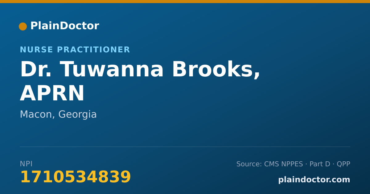Shareable card for Tuwanna Brooks, APRN - Nurse Practitioner, Macon, GA