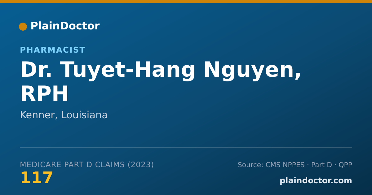 Shareable card for Tuyet-Hang Nguyen, RPH - Pharmacist, Kenner, LA