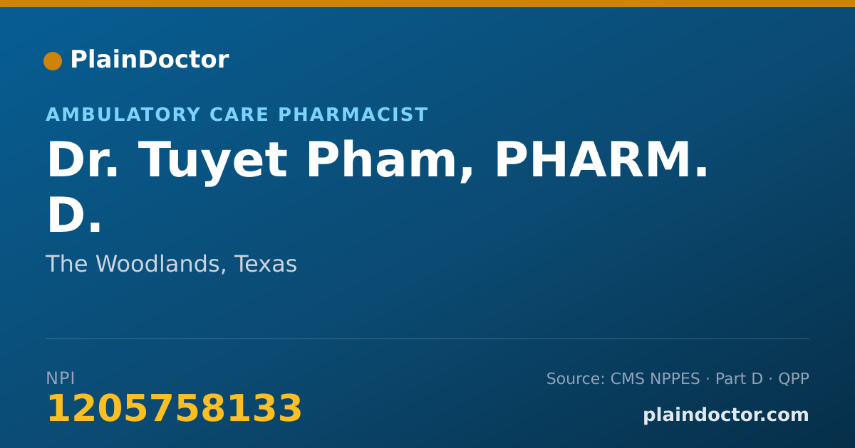 Shareable card for Tuyet Pham, PHARM. D. - Ambulatory Care Pharmacist, The Woodlands, TX