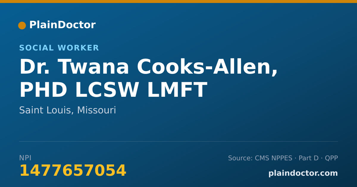 Shareable card for Twana Cooks-Allen, PHD LCSW LMFT - Social Worker, Saint Louis, MO